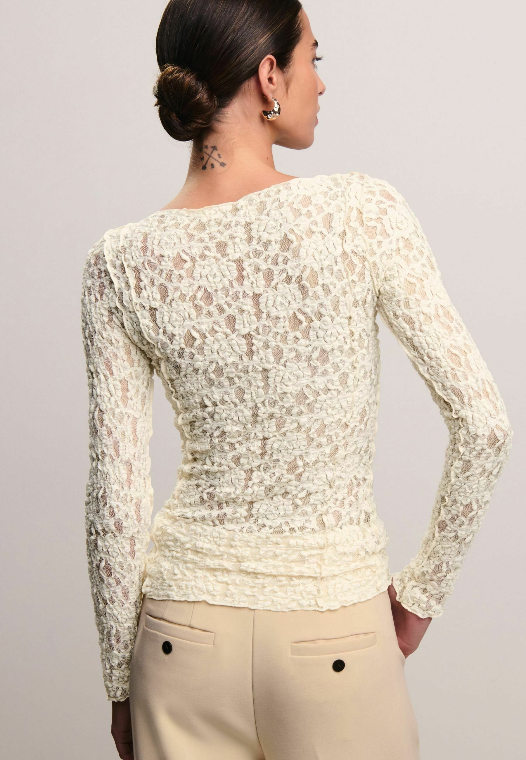Next SLASH NECK LONG SLEEVE - Blouse - ecru/beige - Zalando