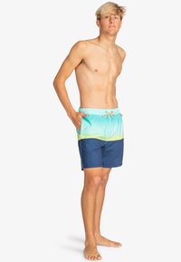 Zwemshorts voor heren met een gradient ontwerp, dat overgaat van licht aqua naar marineblauw. Elastische tailleband met trekkoord en zijzakken.
