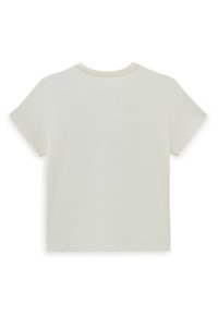 Korte mouwen, romige t-shirt gemaakt van zachte katoen. Heeft een ronde halslijn en een losse pasvorm met een eenvoudige achterkant.