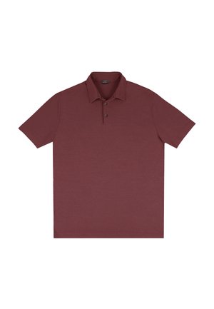 Polo à manches courtes, couleur bordeaux, avec deux boutons et un col classique, posé à plat sur un fond blanc.