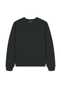 Felpa nera con maniche lunghe, scollatura rotonda, polsini e orlo a coste, realizzata in tessuto morbido, caratterizzata da un design minimalista senza pattern.