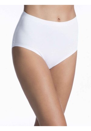 Culottes en coton blanches taille haute avec une texture lisse, présentant un design classique et sans coutures visibles, offrant une couverture totale.