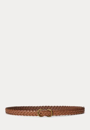 Polo Ralph Lauren BRAIDED VACHETTA LEATHER SKINNY BELT - Πλεκτή ζώνη - brown