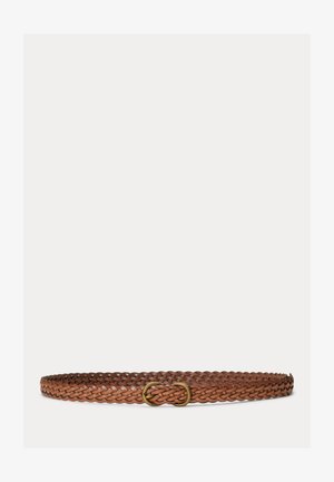 Polo Ralph Lauren BRAIDED VACHETTA LEATHER SKINNY BELT - Πλεκτή ζώνη - brown