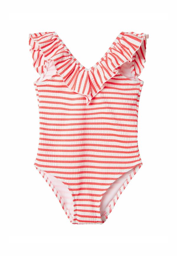 BADEANZUG GESTREIFTE - Badeanzug - fiery coral