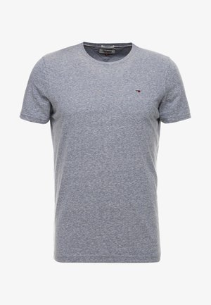 Grå kortærmet T-shirt lavet af bomuldsblanding, med en rund udskæring og en lille logo detalje på venstre bryst.