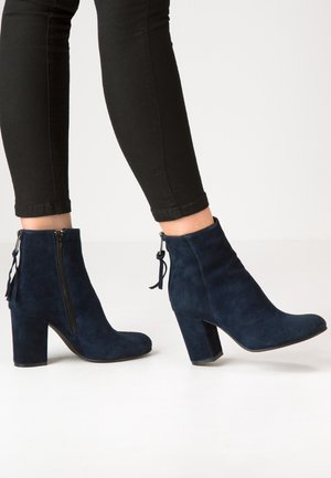 High heeled ankle boots - dark blue