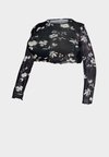 OLMLOURA MESH L/S O-NECK TOP JRS - Μπλούζα με μακριά μανίκια - black aop:cloud dancer flowers