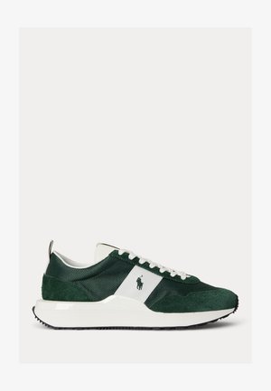 Tumedrohelised ja valged teenindusjalanõud, valmistatud seemisnahast ja võrgumaterjalist, valged paelad ning valgel külgpaneelil polo mängija logo.