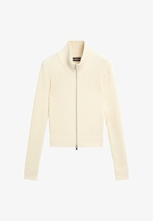 Massimo Dutti, 100% COTTON PURL KNIT CARDIGAN - Cardigan - white
