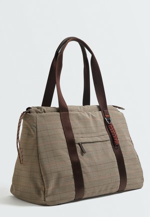 OYSHO, CHECK PRINT TOTE BAG - Cabas - brown