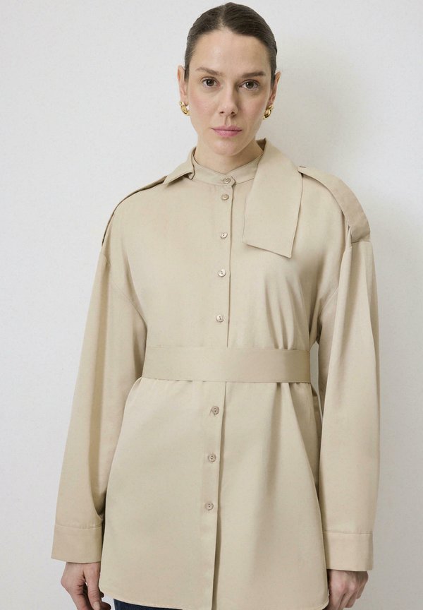 RELAX FIT SHIRT WITH EPALETTES - Kurzmantel - stone