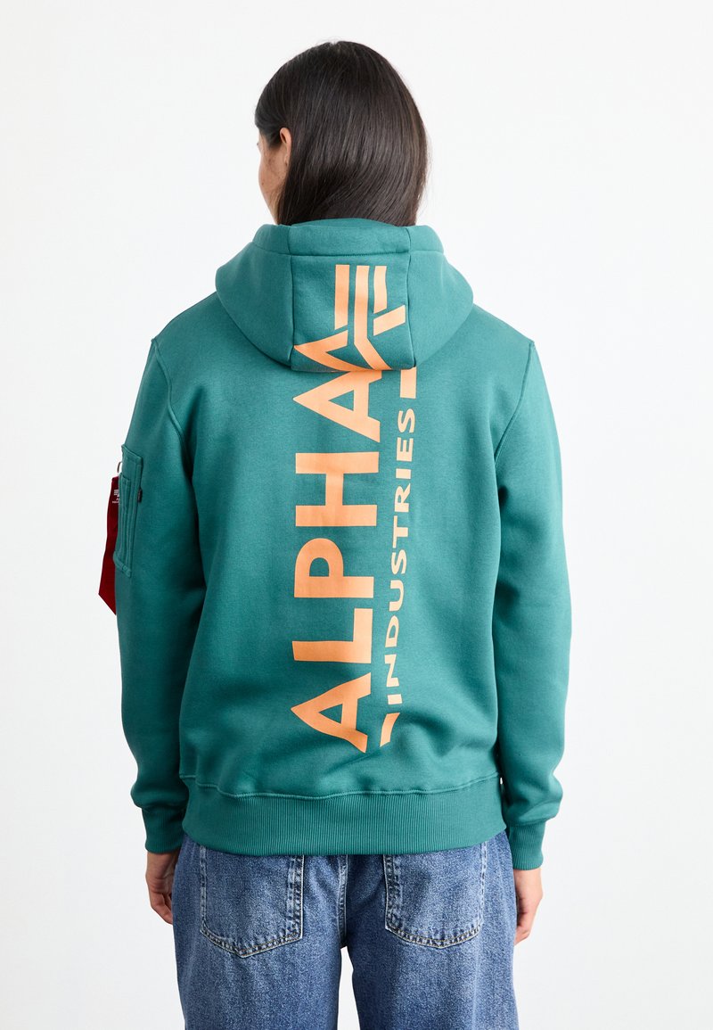 Alpha Industries BACK PRINT HOODY - Mikina - force green