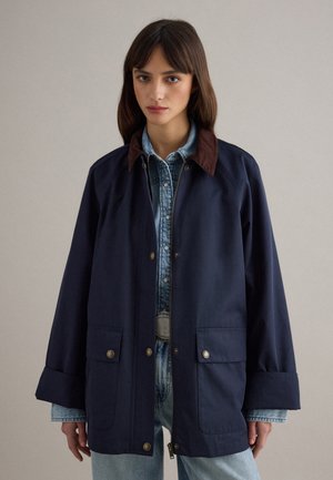 WITH CONTRASTING COLLAR - Abrigo corto - navy blue