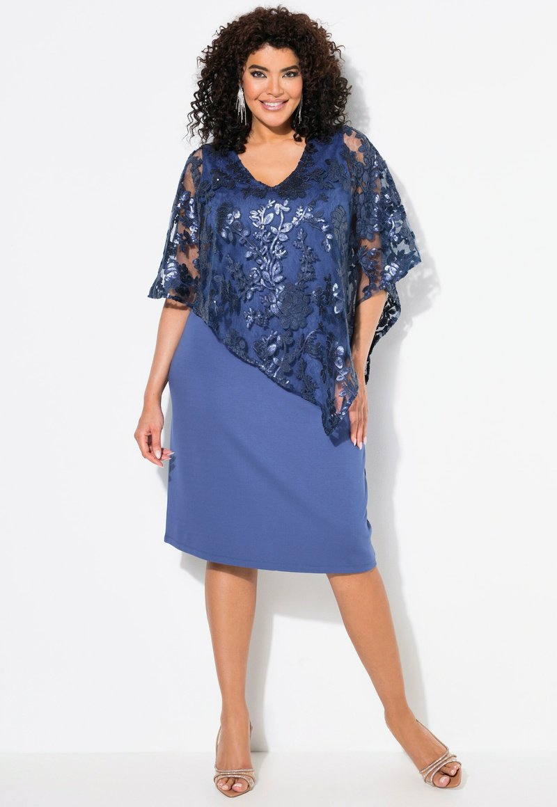 Ulla Popken - SHEER LACE  - Cocktailjurk - atlantic blue, Vergroten