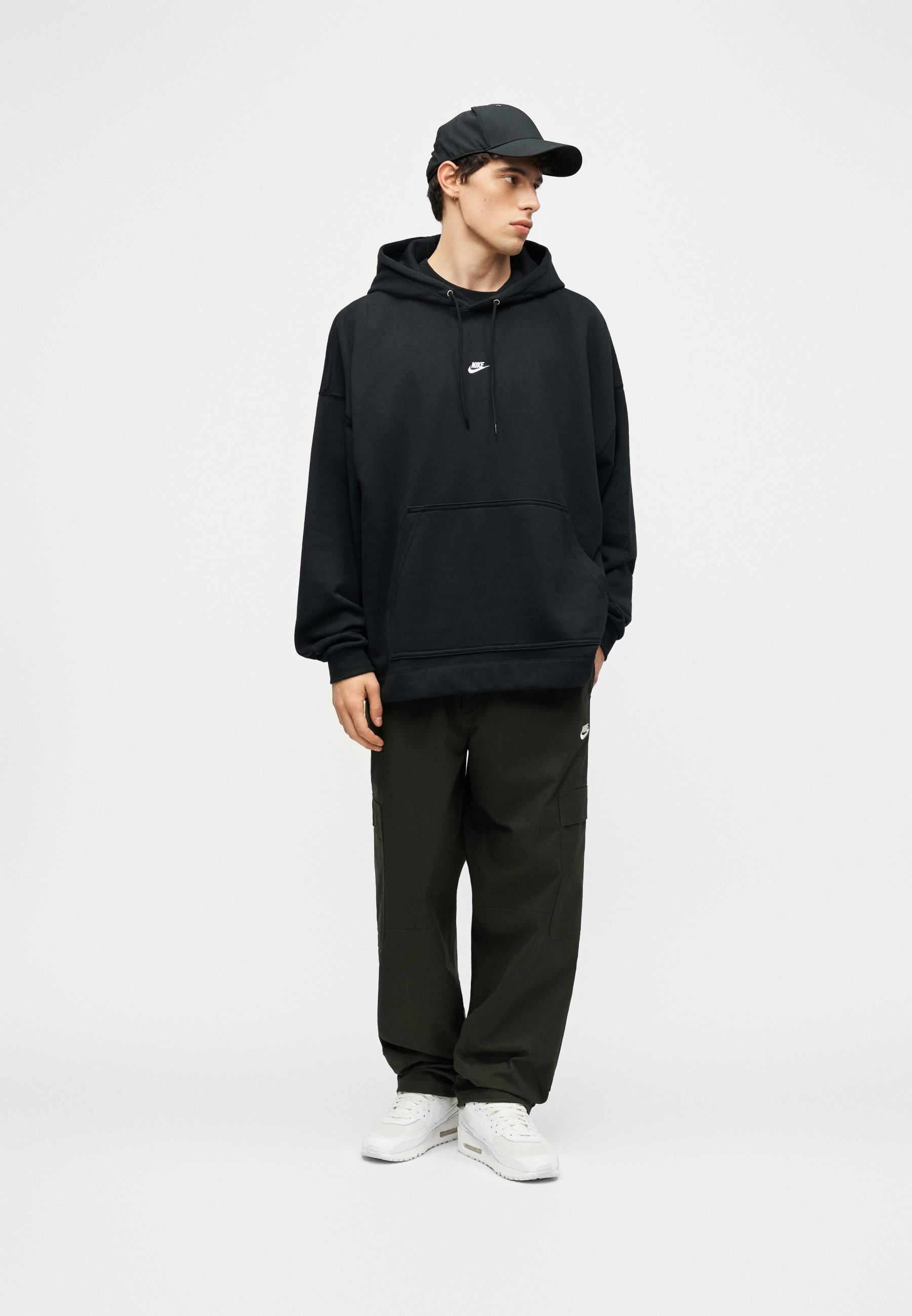 Nike Sportswear M NK CLUB FT OS PO HOODIE - Hoodie - black/white