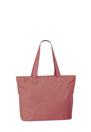 Rosa Nylon-Shopper-Tasche mit geprägt "Bench."-Logo, ausgestattet mit zwei Schulterriemen und einem geräumigen, weich strukturierten Körper. Einfaches Design.
