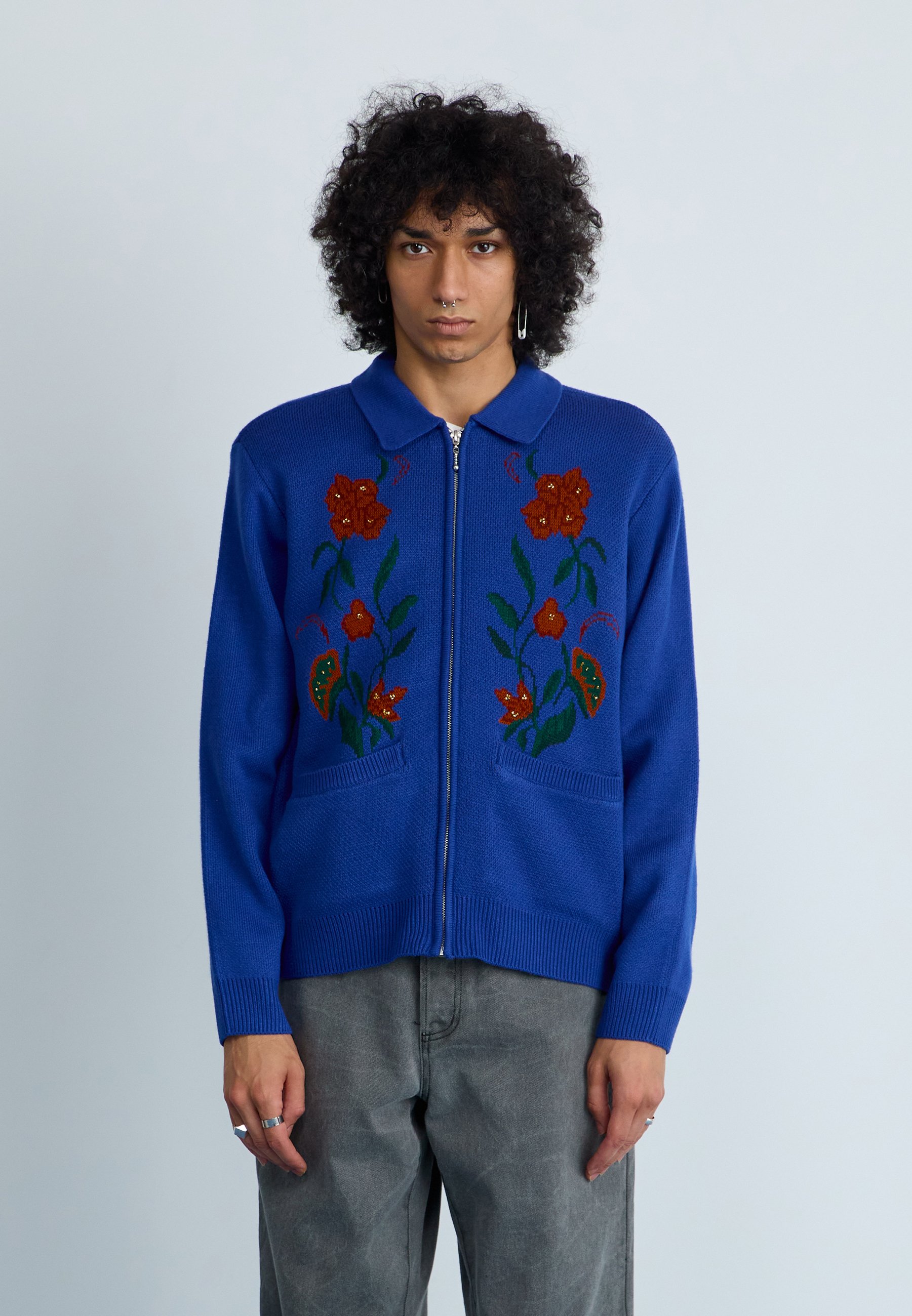 Obey Clothing ZIP CARDIGAN - Cardigan - surf blue/blu reale