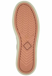 Rubber shoe sole with a wavy texture, featuring a pink-orange color and white edge. Includes GANT logo and size 37 printed on it.