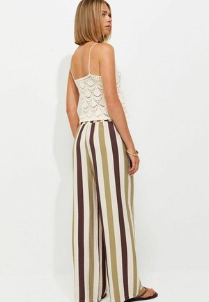 New Look, STRIPED WIDE LEG TROUSERS - Pantalon classique - green pattern