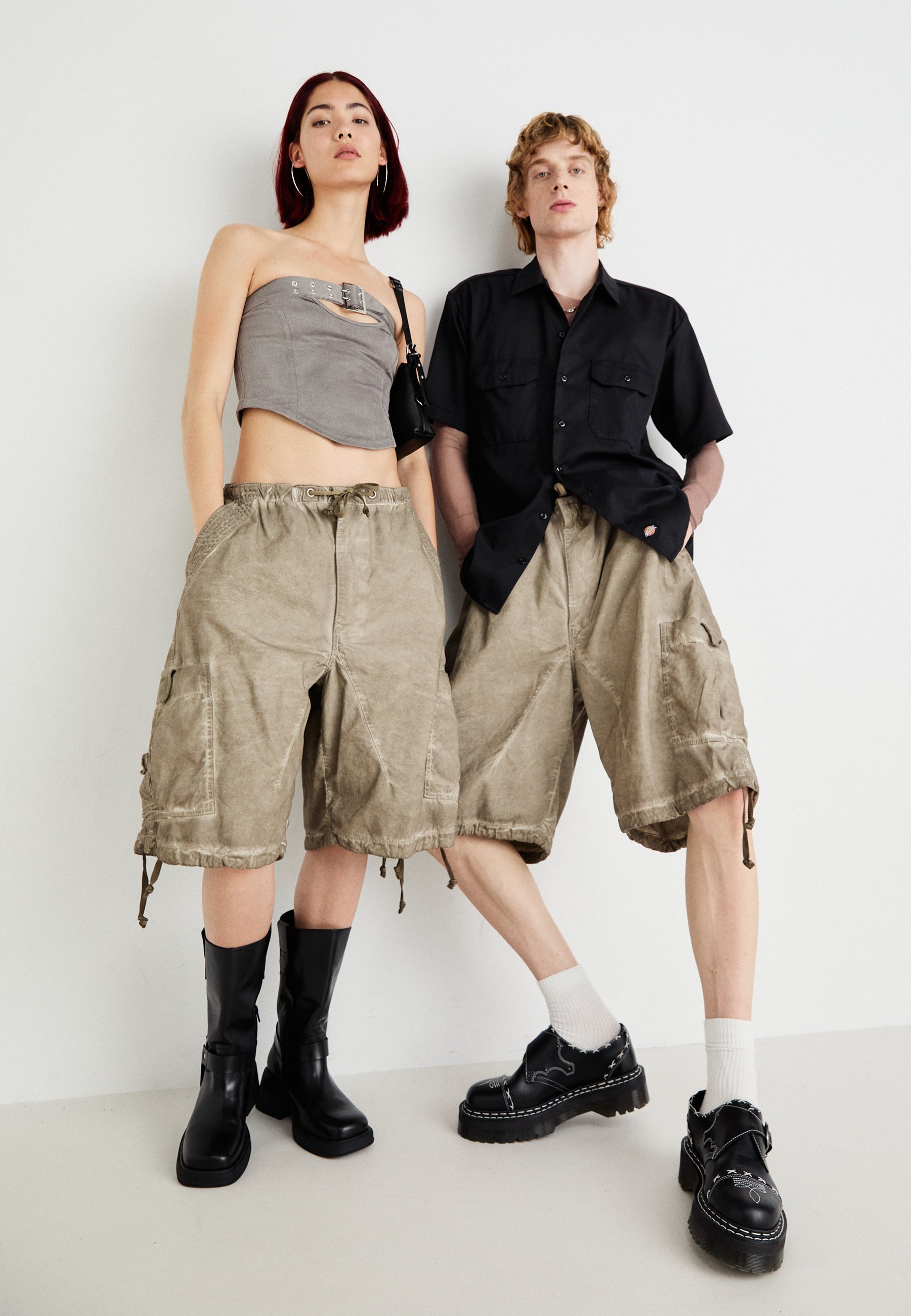 【JADED LONDON】Strength Cargo Shorts 関税・送料込み Shop Ecru Parachute Cargo Baggy Shorts| Jaded London | Clothing