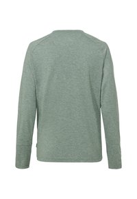Langarmshirt in Hellgrün, aus weichem Stoff mit glatter Textur. Verfügt über ein einfaches Design und einen runden Ausschnitt.