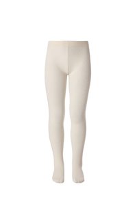 Ljusbeige strumpbyxor gjorda av ett mjukt, elastiskt tyg med en slät textur, som har en bekväm midjeresår och hel längd.