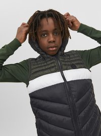 Jack & Jones Junior JJEHERO BODYWARMER HOOD  - Väst - rosin/black/white blocking