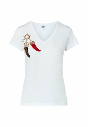 LIU JO, LIU JO V-NECK T-SHIRT - Μπλουζάκι με στάμπα - white