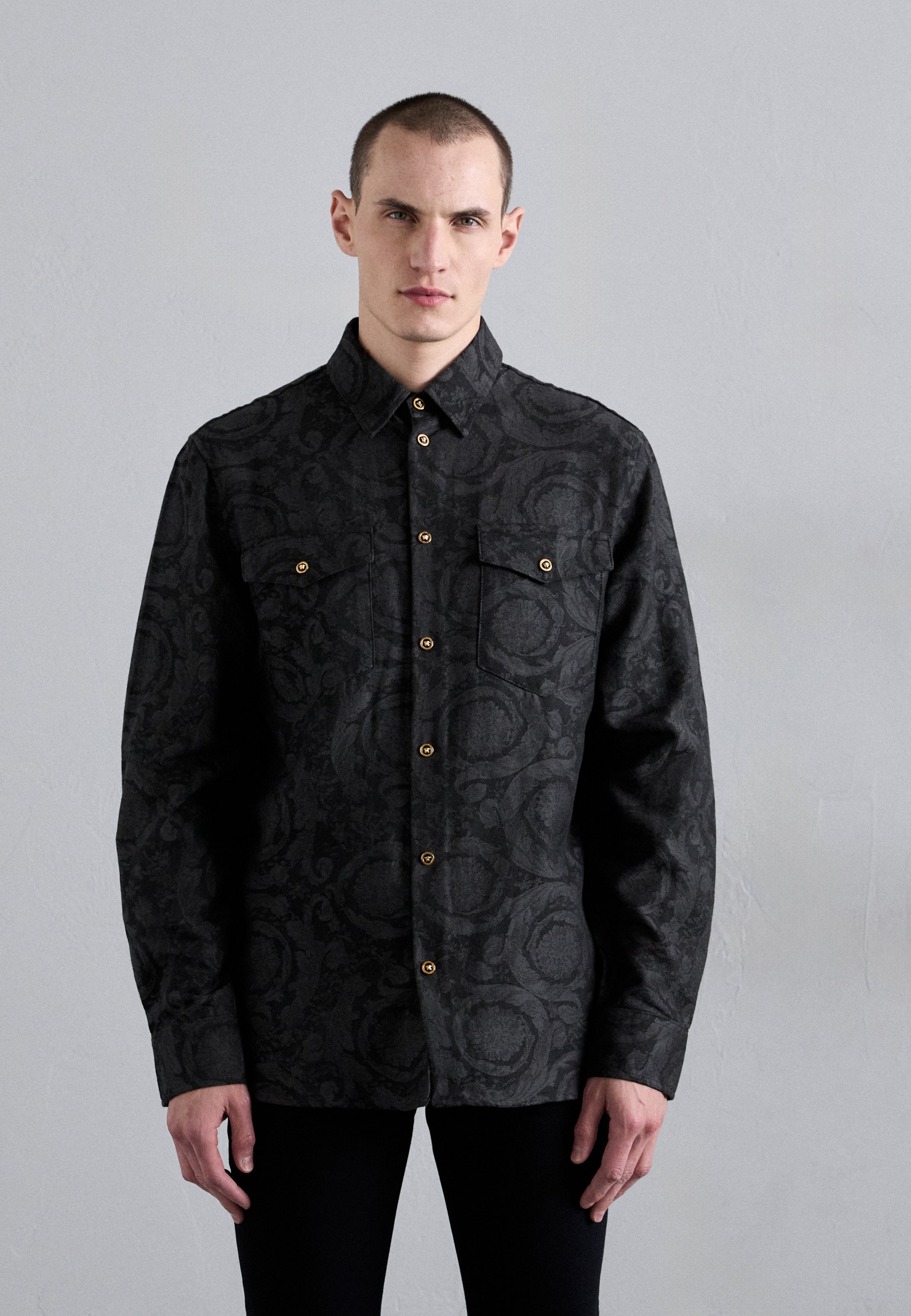 Versace BAROCCO - Shirt - black/grey melange/anthracite - Zalando
