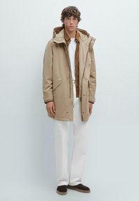 Massimo Dutti WATER-REPELLENT PEACH-EFFECT FABRIC Parka beige