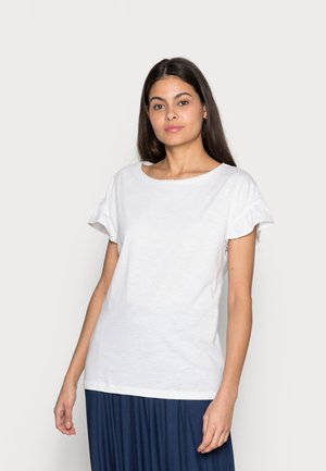 SLUB FRILL - Basic T-shirt - white