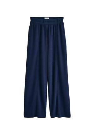 REGULAR FIT - CRINKLE TEXTURE WIDE  - Trousers - navy