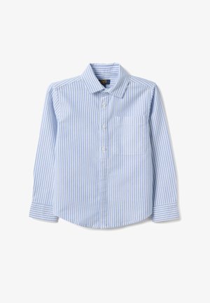 Gestreiftes Hemd mit Knopfleiste in Hellblau und Weiß, mit Brusttasche, langen Ärmeln und Kragen. Aus leichtem Stoff gefertigt.