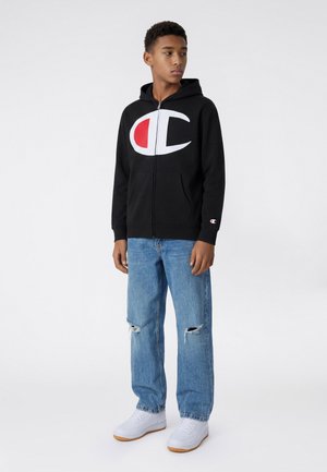 Champion, CHAMPION HOODED FULL ZIP SWEATSHIRT BLACK CHAMPION - Felpa con zip - black