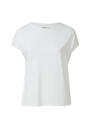 Witte T-shirt met korte mouwen, gemaakt van zacht katoen. Kenmerkt zich door een ronde halslijn en een ontspannen pasvorm, met een gladde textuur en zonder patronen.