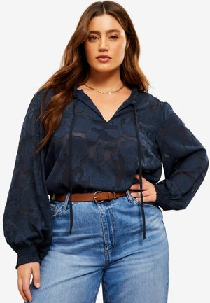 REGULAR FIT - CURVES LONG SLEEVES TIE NECK - Pusero - navy