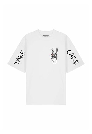 Mira Paris, TAKE CARE OVERSIZED DROPPED SHOULDER TEE 26 UNISEX - T-shirt con stampa - white