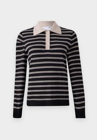 SLFTHEA COLLAR NECK - Long sleeved top - black/oatmeal