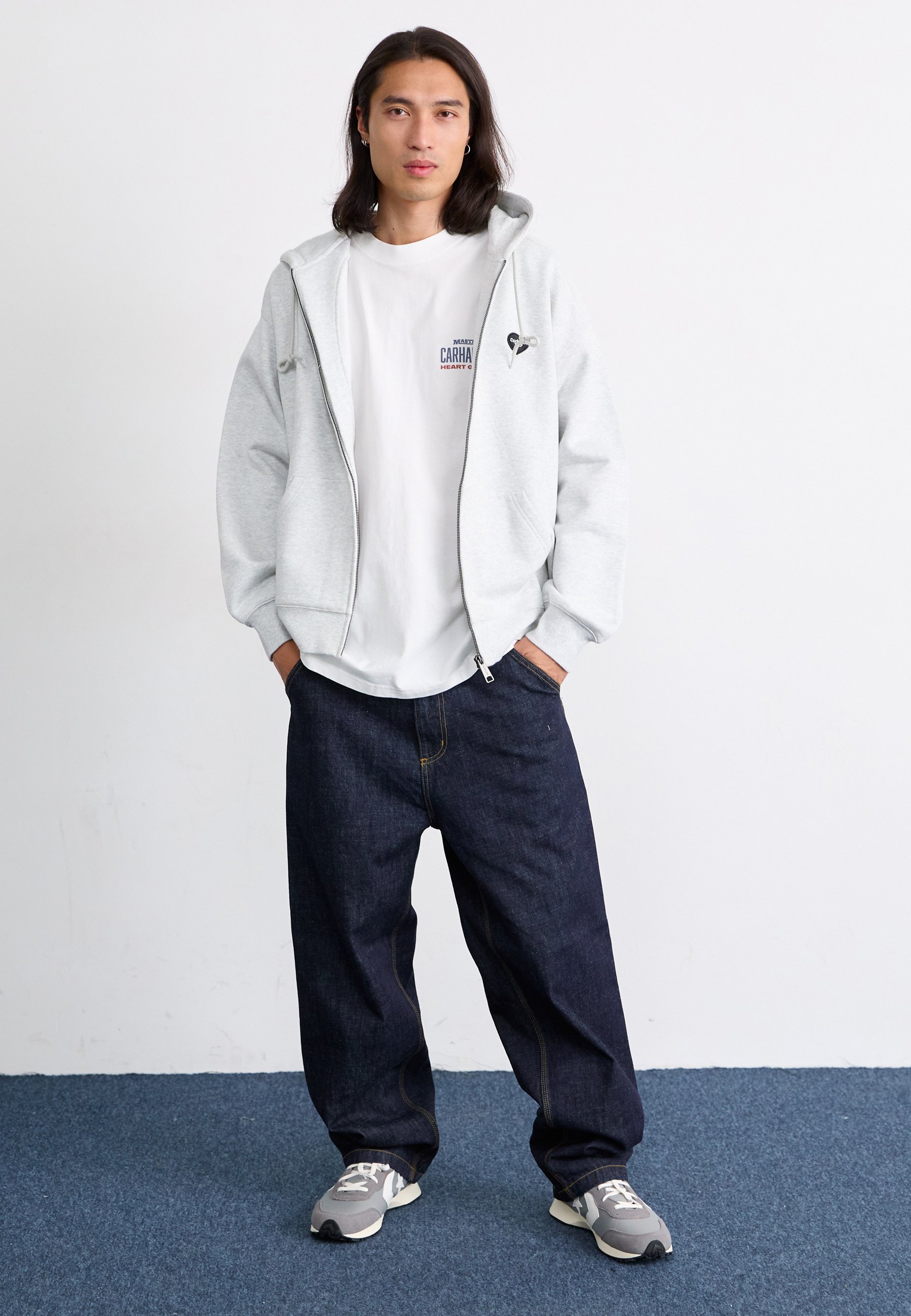 Carhartt WIP HOODED HEART HARTT JACKET - Zip-up sweatshirt - ash