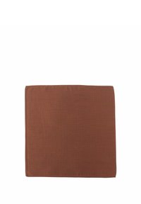 Brown textile placemat with a textured surface and small, raised dots; rectangular shape suitable for table settings.