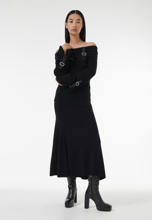 GODET DETAIL - Falda larga - black