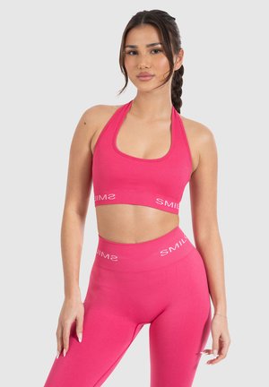 AZURA RIBBED NECK HOLDER BRA - Medium support sports bra - pink