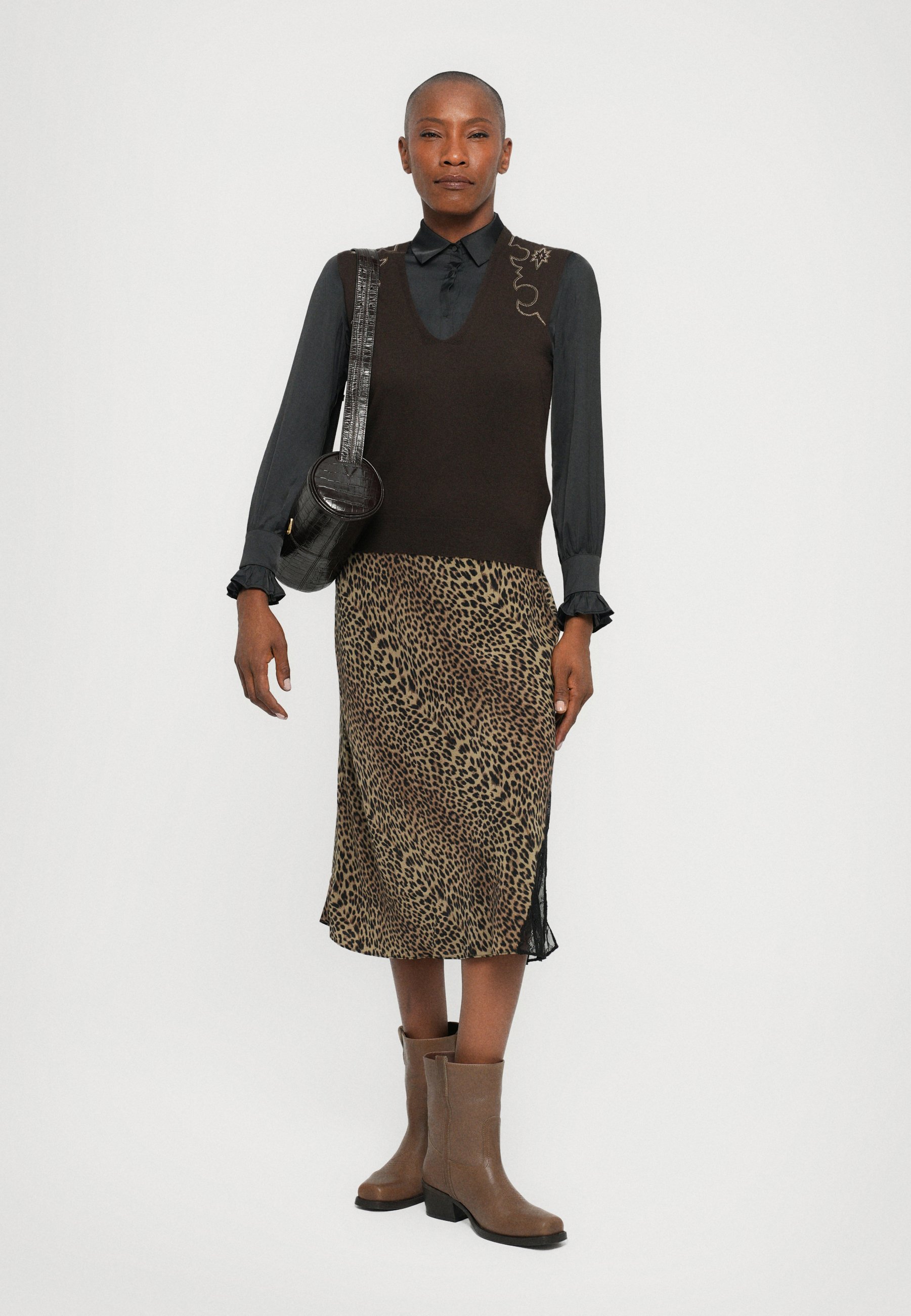 Zadig & Voltaire JAYLA - A-line skirt - leaves/brown - Zalando.ie