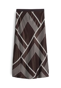 MIDI ALL-OVER PRINT - Jupe trapèze - dark espresso