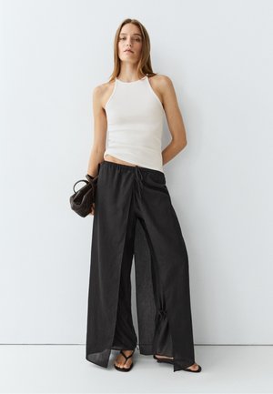 Massimo Dutti, DOUBLE-LAYER PANTS WITH TIE DETAIL - Pantalon classique - black