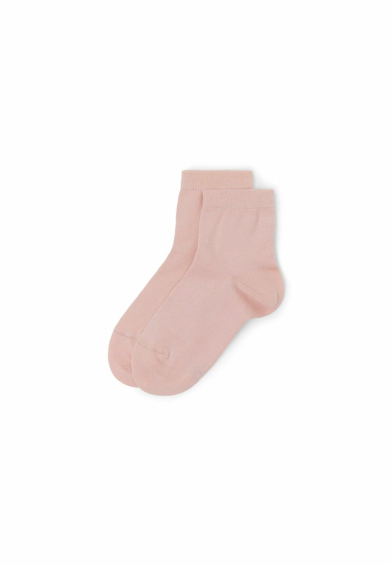 Ljust rosa bomullsblandade ankelsockor med ribbade manschetter, sömlösa tår och en mjuk textur. Idealiska för avslappnad användning eller daglig komfort.