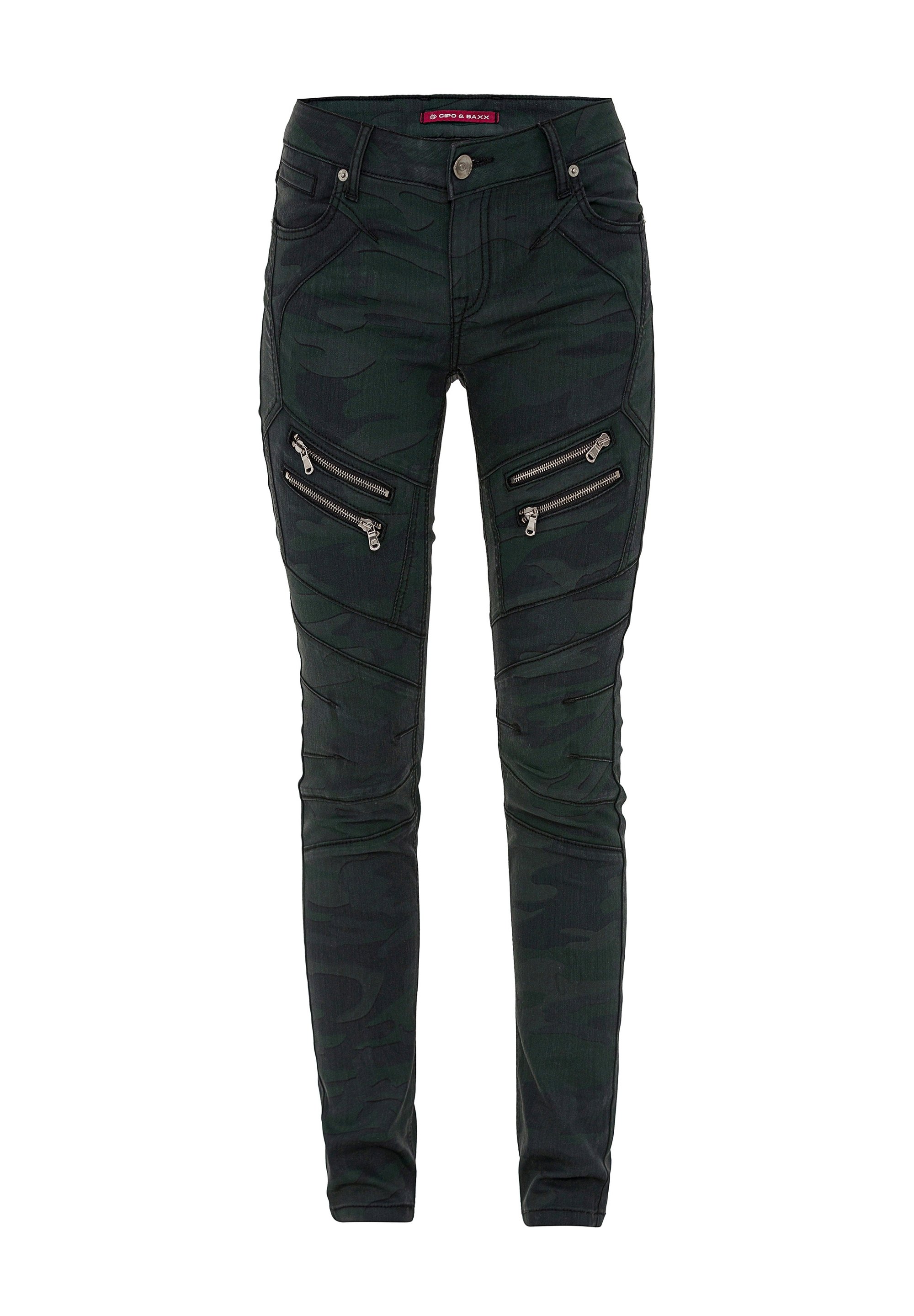 Cipo & Baxx Dames jeans broek regular fit casual basic denim siernaden