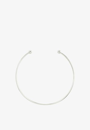 Hõbedane käevõru, mis on valmistatud siledast metallist ja millel on kaks sfäärilist otsa. Omab minimalismi stiili ja avatud kuju, mis teeb selle sellega hõlpsa kandmise.