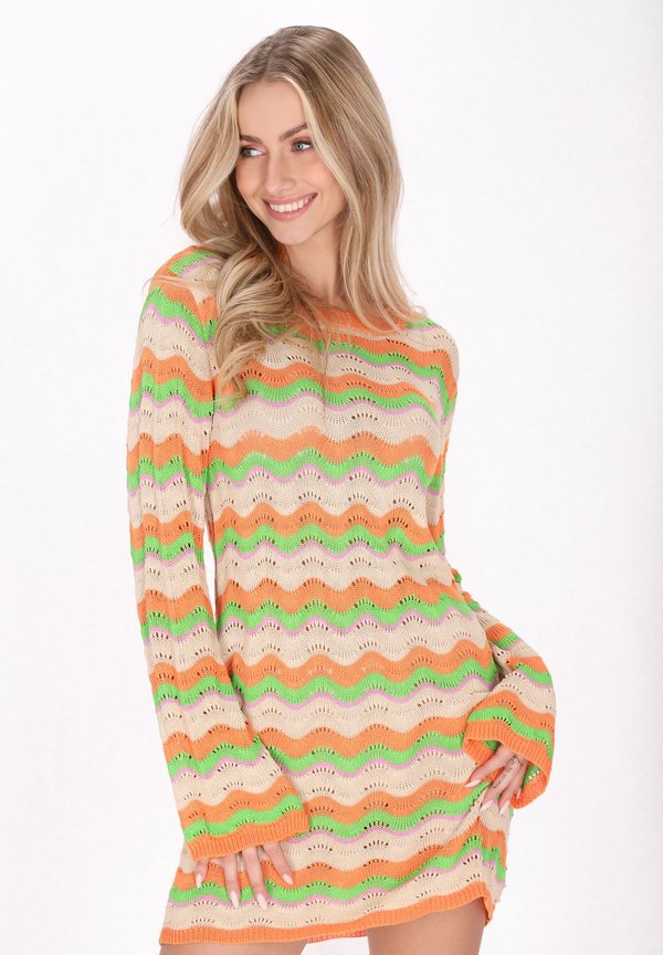 Strickkleid - orange multicolor